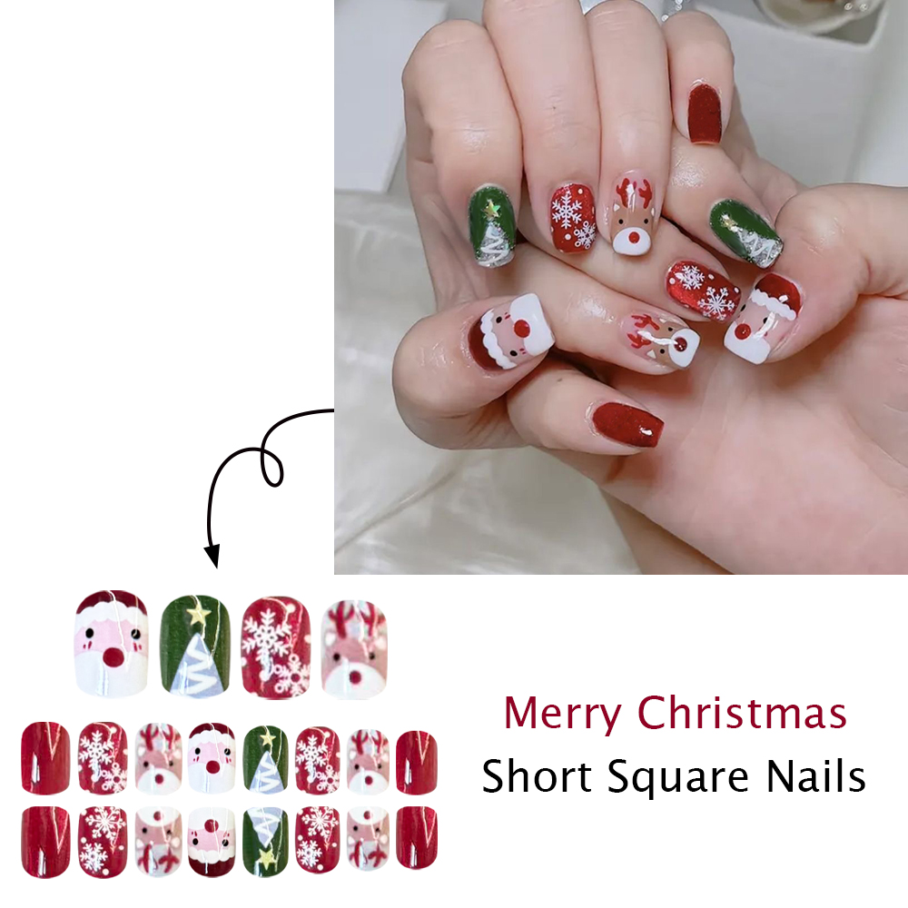 Christmas Press on Nails Santa - Nail Art Press On 评论和价格
